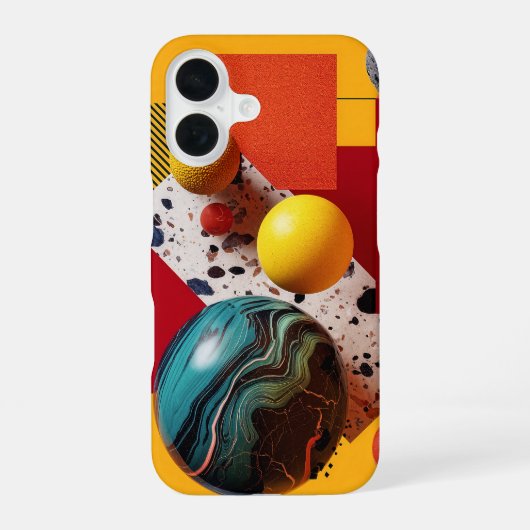 Abstrakte geometrische farbenfrohe Komposition iPhone 16 Hülle (Rückseite)