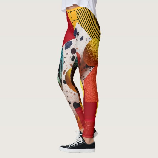 Abstrakte geometrische farbenfrohe Komposition Leggings (Links)