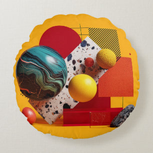 Abstrakte geometrische farbenfrohe Komposition Rundes Kissen