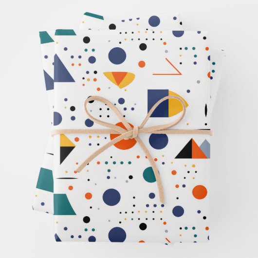 Abstrakte geometrische Figuren in gesättigten Farb Geschenkpapier Set (Beispiel)