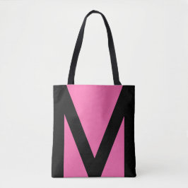Abstrakte geometrische Form in Schwarz/Neon Pink Tasche