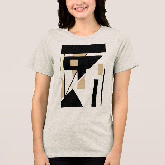 Abstrakte geometrische Formen der schwarzen Tan Be Tri-Blend Shirt (Vorderseite)