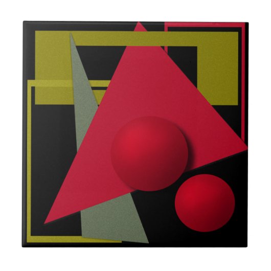 Abstrakte, geometrische Formen Fliese (Vorderseite)