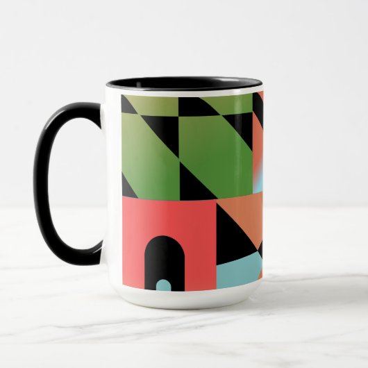 Abstrakte geometrische Formen im Airbrush-Stil bun Tasse (Links)