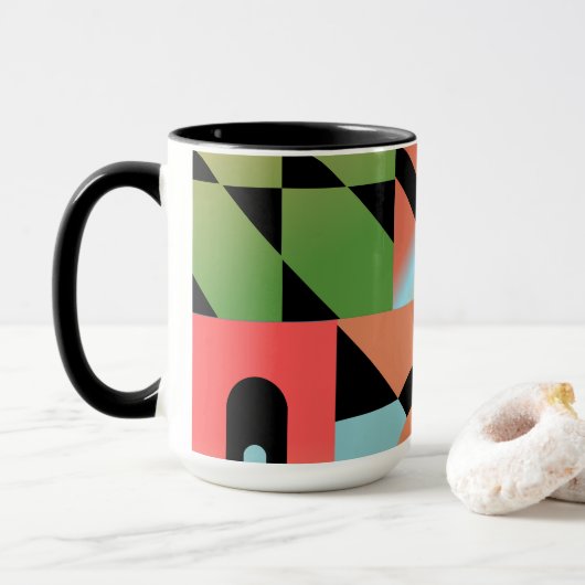 Abstrakte geometrische Formen im Airbrush-Stil bun Tasse (Mit Donut)