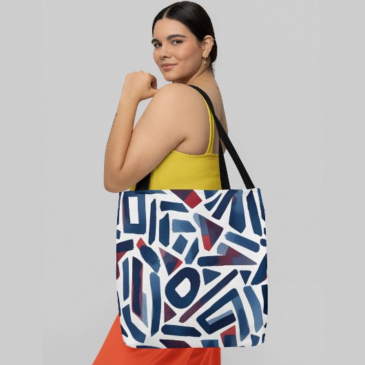 Abstrakte geometrische Formen in marineblau Tasche