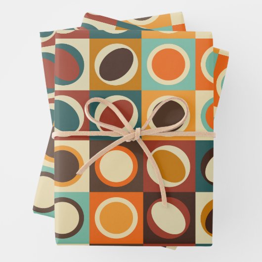 Abstrakte geometrische Formen in Retrofarben Geschenkpapier Set (Beispiel)
