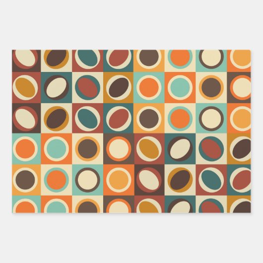 Abstrakte geometrische Formen in Retrofarben Geschenkpapier Set (Vorderseite)