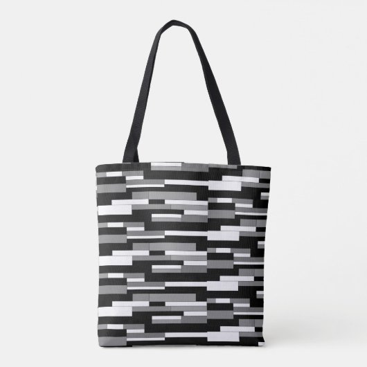 Abstrakte geometrische Formen in Schwarz, Grau und Tasche (Rückseite)