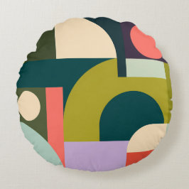 Abstrakte geometrische Formen moderne farbenfrohe  Rundes Kissen