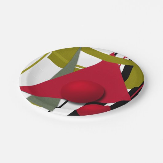 Abstrakte, geometrische Formen Pappteller (Schrägansicht)