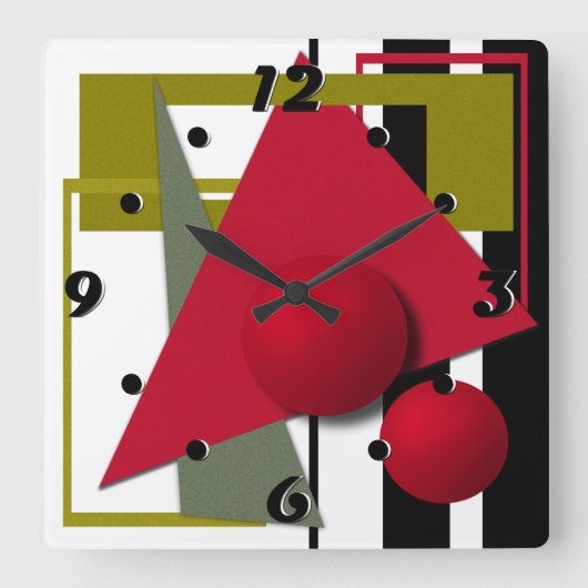 Abstrakte, geometrische Formen Quadratische Wanduhr (Vorderseite)