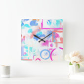 Abstrakte geometrische Formen Quadratische Wanduhr (Zuhause)