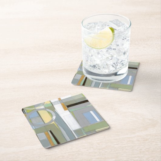 Abstrakte geometrische Formen Rechteckiger Pappuntersetzer (Vor Ort)