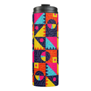 Abstrakte geometrische Formen. Retro farbige Illus Thermosbecher
