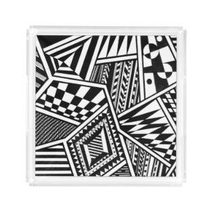 abstrakte geometrische Formen Schwarz-weiße Muster Acryl Tablett