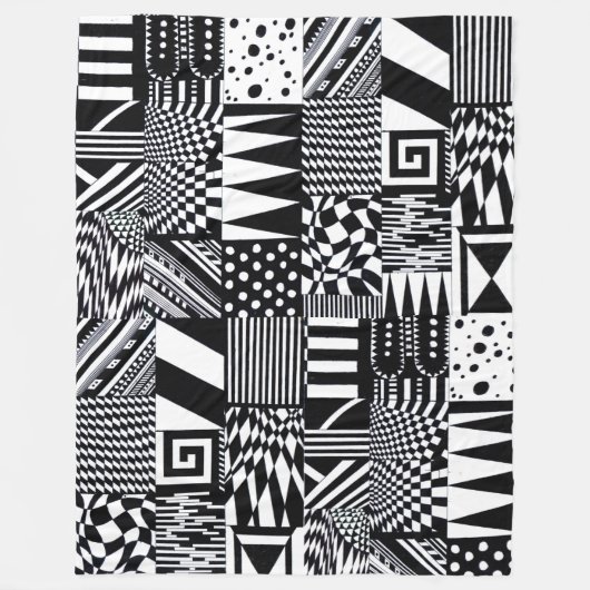 abstrakte geometrische Formen Schwarz-weiße Muster Fleecedecke (Vorderseite)