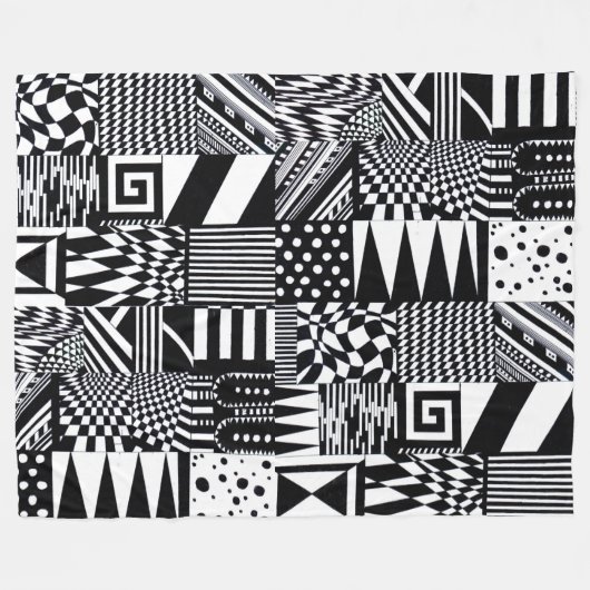 abstrakte geometrische Formen Schwarz-weiße Muster Fleecedecke (Vorderseite (Horizontal))