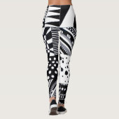 abstrakte geometrische Formen Schwarz-weiße Muster Leggings (Rückseite)