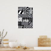 abstrakte geometrische Formen Schwarz-weiße Muster Poster (Küche)