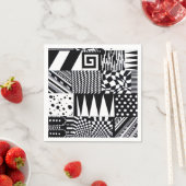 abstrakte geometrische Formen Schwarz-weiße Muster Serviette (Beispiel)