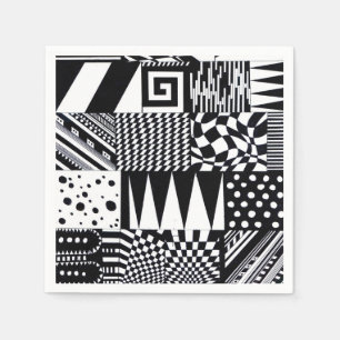 abstrakte geometrische Formen Schwarz-weiße Muster Serviette