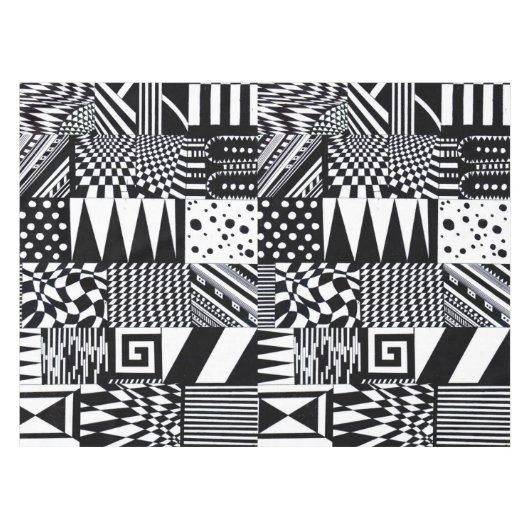 abstrakte geometrische Formen Schwarz-weiße Muster Tischdecke (Vorderseite (Horizontal))