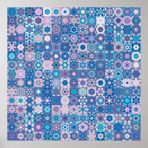 Abstrakte geometrische Formen und Blume, nahtlos p Poster