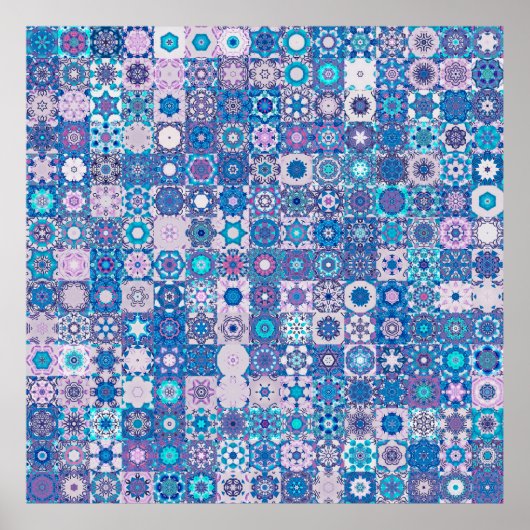 Abstrakte geometrische Formen und Blume, nahtlos p Poster (Vorne)