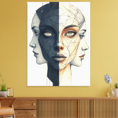 Abstrakte geometrische Gesichter Leinwanddruck (Insitu (Wohnzimmer))