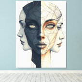 Abstrakte geometrische Gesichter Leinwanddruck (Insitu (Holzboden))