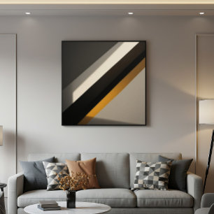 Abstrakte geometrische goldene diagonale Streifen Poster