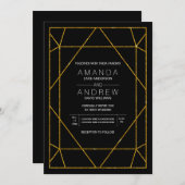 Abstrakte geometrische Goldene Glitzer-Juwel-Hochz Einladung (Vorne/Hinten)