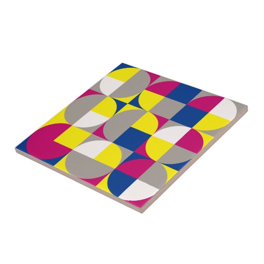 Abstrakte geometrische Graufuchsie Fliese (Seite)