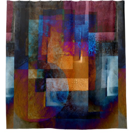 Abstrakte geometrische Grunge Duschvorhang (Vorderseite)