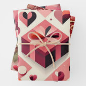 Abstrakte geometrische Herzen und fette Farbblöcke Geschenkpapier Set (Beispiel)