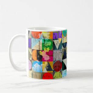 abstrakte geometrische Hintergrundkomposition, mit Kaffeetasse