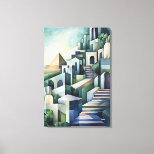 Abstrakte geometrische Kairo-Skyline mit Pyramide Leinwanddruck