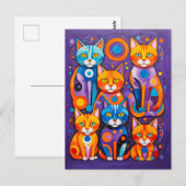 Abstrakte geometrische Katzen Malerei Postkarte (Vorne/Hinten)