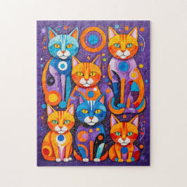 Abstrakte geometrische Katzen Malerei Puzzle