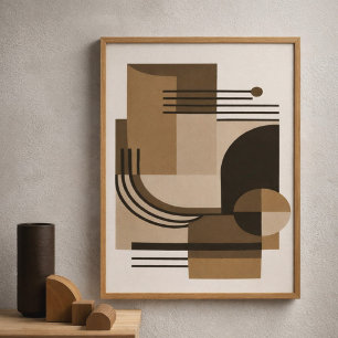 Abstrakte geometrische Komposition in Erdtönen Poster
