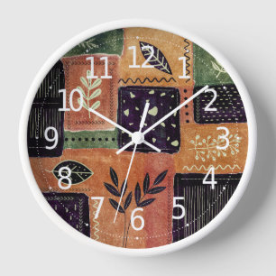 Abstrakte geometrische Kreise Formen und Blätter   Uhr