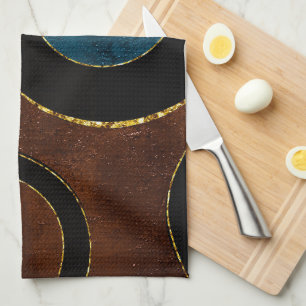 Abstrakte geometrische Kreise Gold Glitter Folie   Geschirrtuch