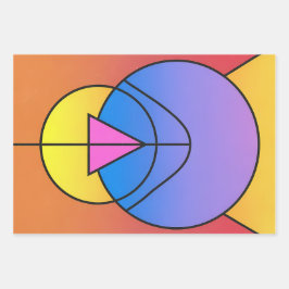 Abstrakte geometrische Kreise Linie Bunt Geschenkpapier Set