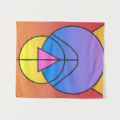 Abstrakte geometrische Kreise Linie Bunt Wandteppich (Vorderseite (Horizontal))