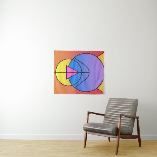 Abstrakte geometrische Kreise Linie Bunt Wandteppich (Beispiel (Horizontal))