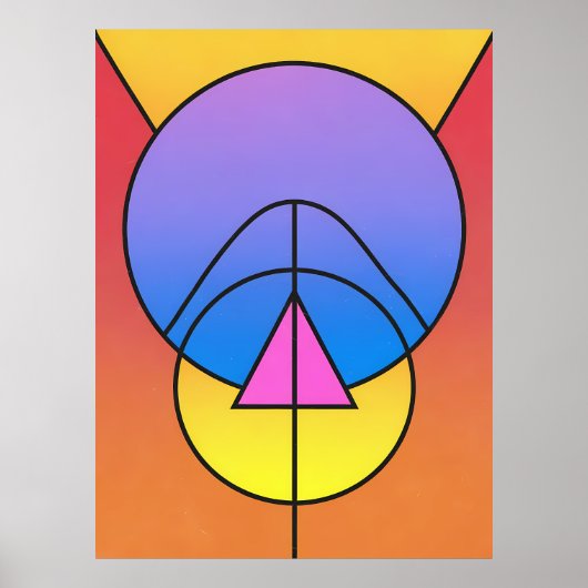 Abstrakte geometrische Kreise Linie Farbposter Poster (Vorne)