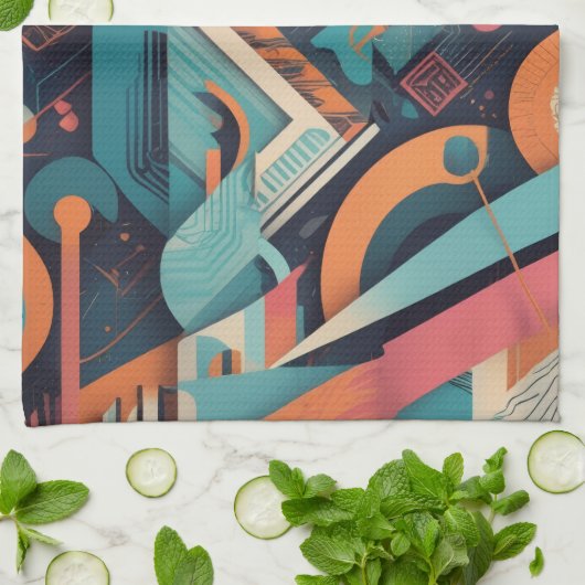 Abstrakte geometrische Kunst - Bold Vibrant Graphi Geschirrtuch (Gefaltet)