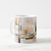 Abstrakte geometrische Kunst in Rosa Grau und Gold Kaffeetasse (Vorderseite Links)