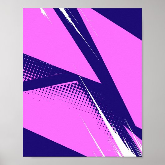 Abstrakte geometrische Kunst mit dunkelblauem Hint Poster (Vorne)